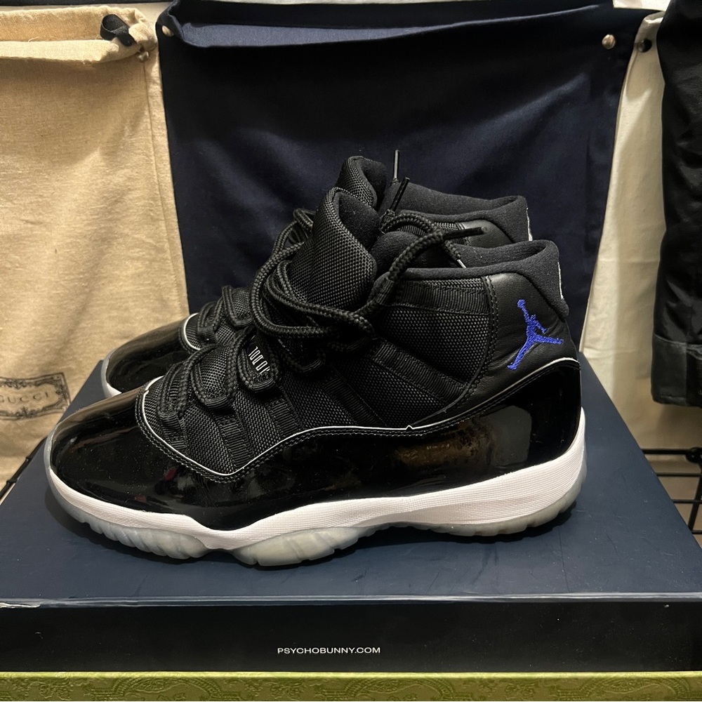 Jordan Black and Blue Sneakers with Patent Leather